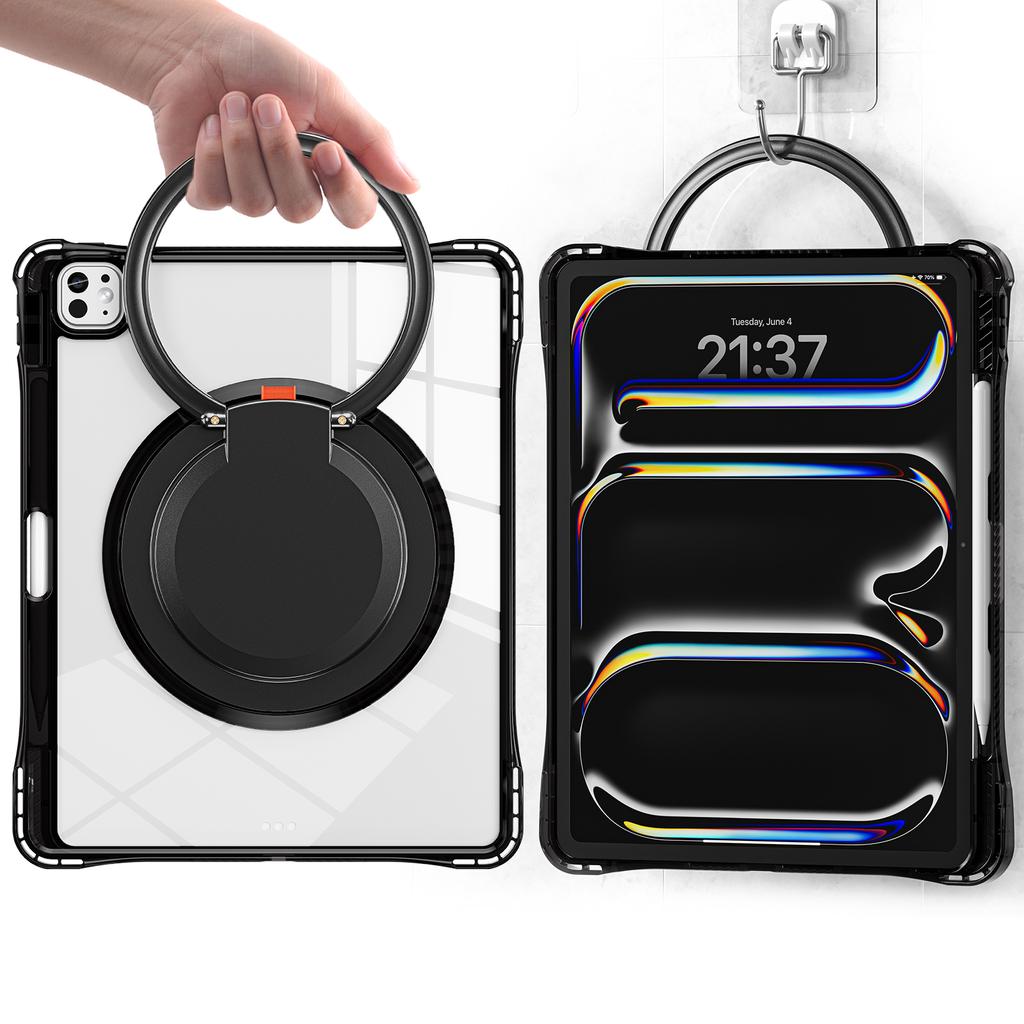 For iPad Pro 13 (2024) Case Rotary Kickstand PC+TPU+Acrylic Tablet Cover