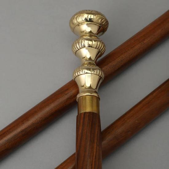 Antique Brass Walking Stick with Nautical Knob, Vintage 3-Fold Design, Fully Foldable and Portable, Perfect for Collectors & Outdoor Enthusiasts