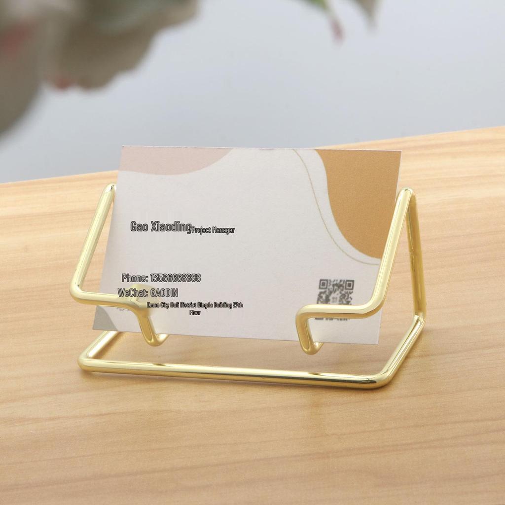 Metal Vertical Minimalist Business Card Holder for Desktops