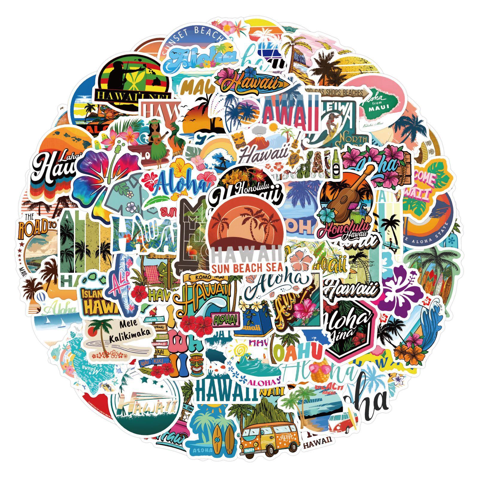 

110 Новых Гавайских Граффити Наклеек Чемодан Блокнот Скейтборд Наклейки для Водного Стакана