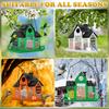 Large Capacity Outdoor Bird Feeder with Double Suet Cage Solar Power Wild Bird Feeder for Attracting Various Birds