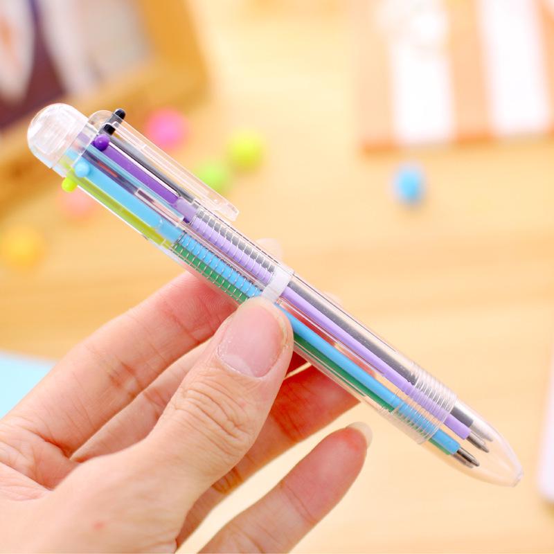 

Six-Color Push-Button Transparent Ballpoint Pen for Students