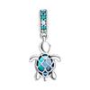 SS925 Silber Murano Glas Blaue Meeresschildkröte Anhänger Charm für Modeschmuck DIY Herstellung Für Damen Armbänder Geschenke