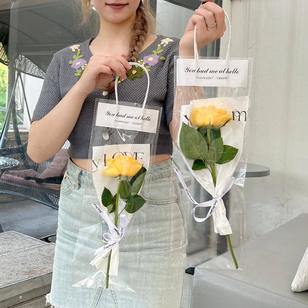 Clear Flower Handbag DIY Floral Wrapping Materials for Teacher’s Day Gift Packing