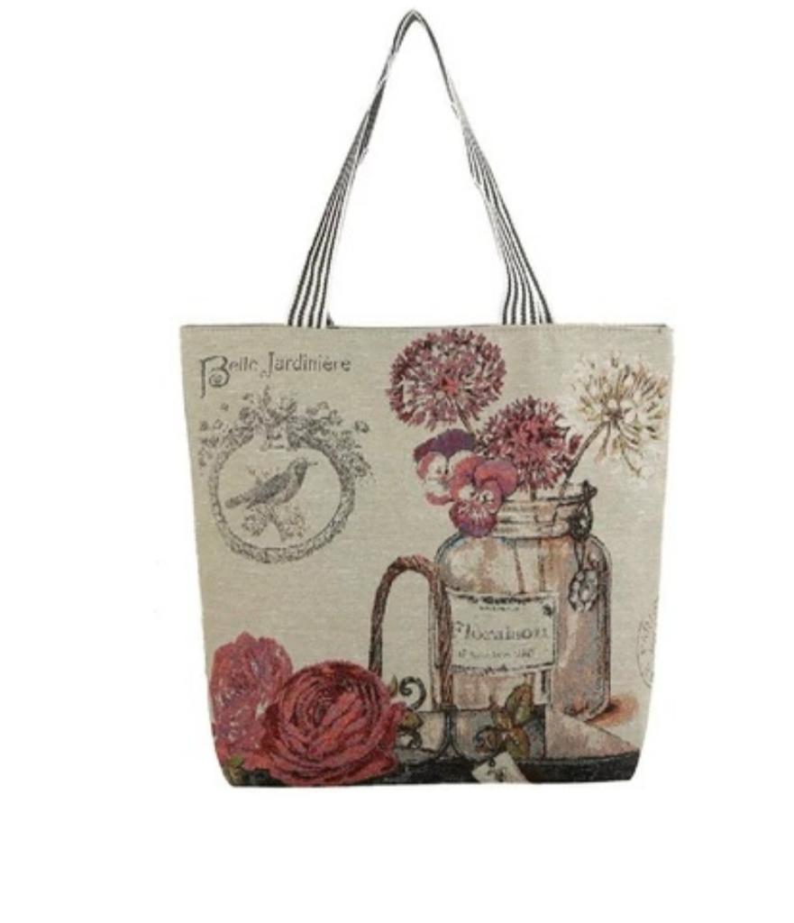 Harajuku Jacquard Canvas Bag Literary and Artistic Large-capacity Shoulder Bag Linen Trendy Cool Women's Bag