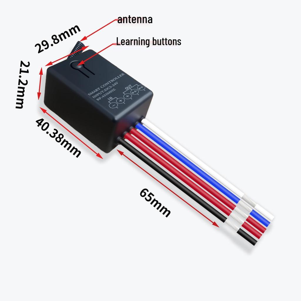 DC 5V/12V/24V Wireless Remote Control Switch for Motor Forward/Reverse Rotation, 20A Dual Output Receiver