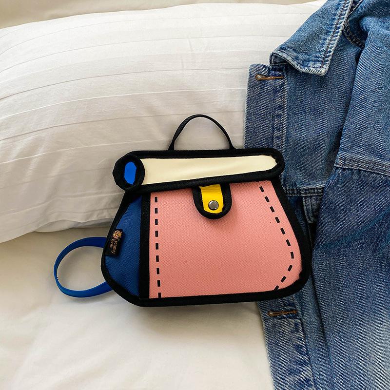 Двухмерная мультяшная аниме-девочка в форме сердца, милая сумка для торта 2024 года, новая сумка через плечо с цепочкой контрастного цвета для женщин розы красного