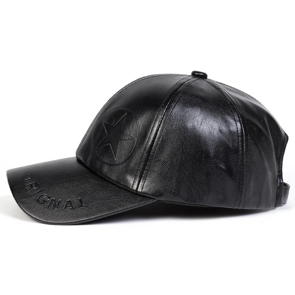 Unisex Pentagram ORIGNAL Imprint PU Leather Baseball Caps Outdoor Adjustable Spring and Autumn Casual Sunscreen Hat