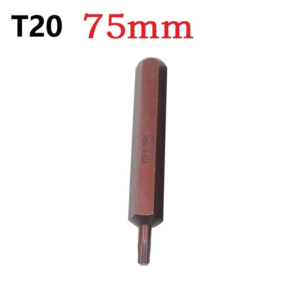 1PC Torx Star Screwdriver Bits 30mm/75mm Hex Shank T20/T25/T30/T40/T45/T50/T55 Impact Driver Magnetic Anti Slip Electric Hex