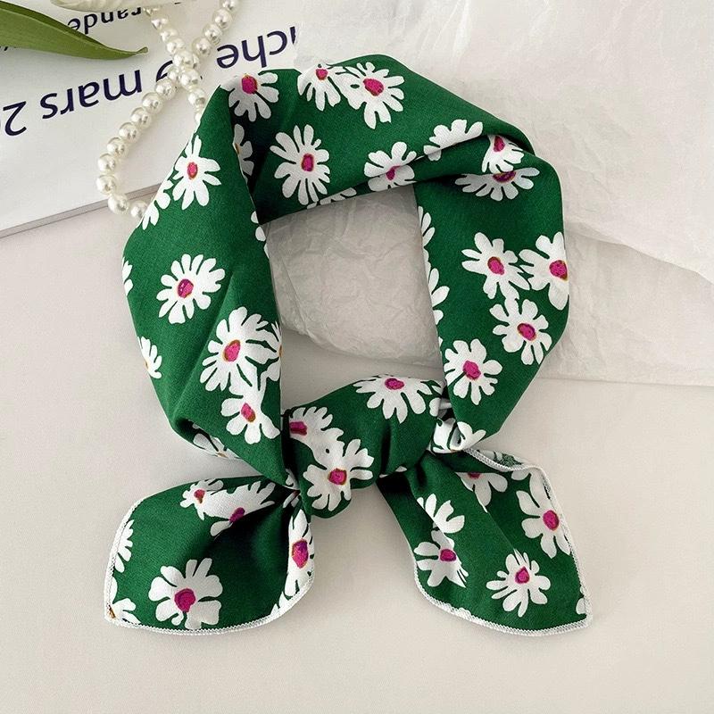 56cm Soft Retro Soft Cotton Square Scarf for Women Neckerchief Cotton Headscarf Floral Printed Small Scarf Hijabs