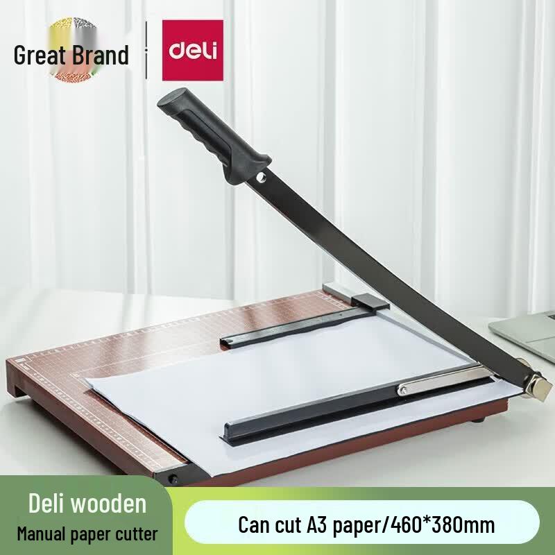 Deli A3 Manual Wooden Base Paper Cutter CN plug (adapter included)