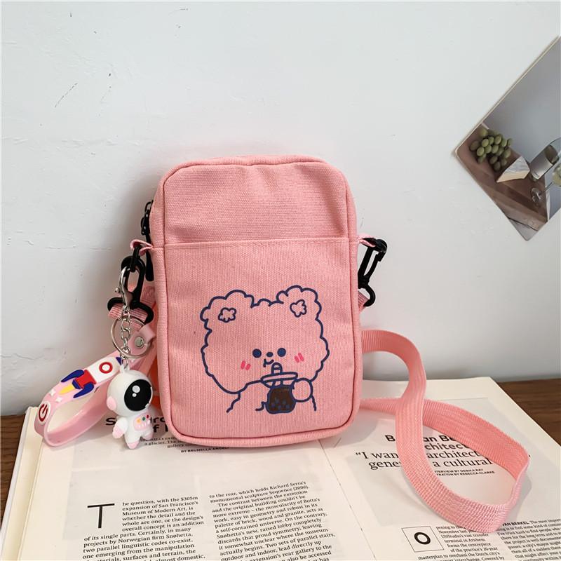 Summer Canvas Phone Bag With Contrast Print Small Purse For Casual Outings