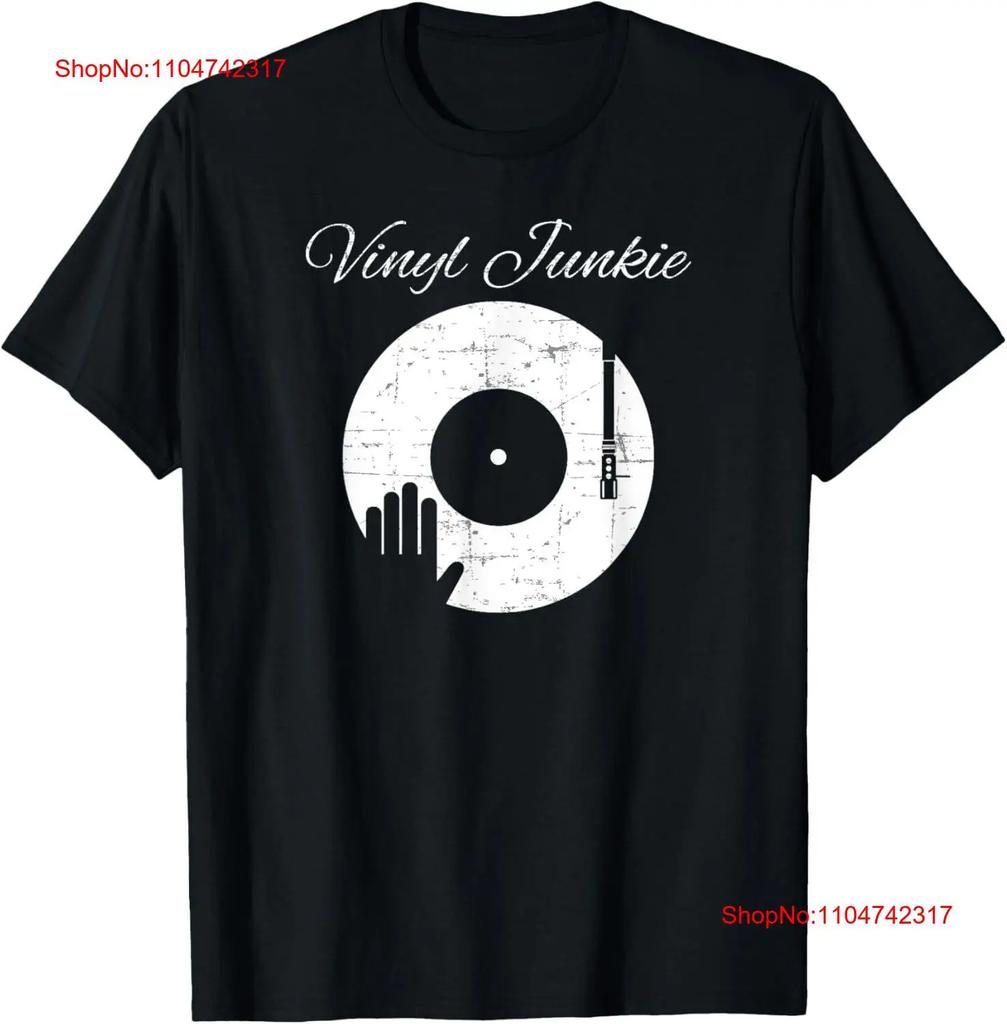 Vinyl Junkie T Shirt Record Collector DJ Turntable Retro vintage Washed designer clothes Top For Everyday Wear homme graphic