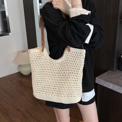 Niche Straw Woven Large-capacity Tote Bag Women's New Seaside Vacation Beach Woven Underarm Shoulder Bag