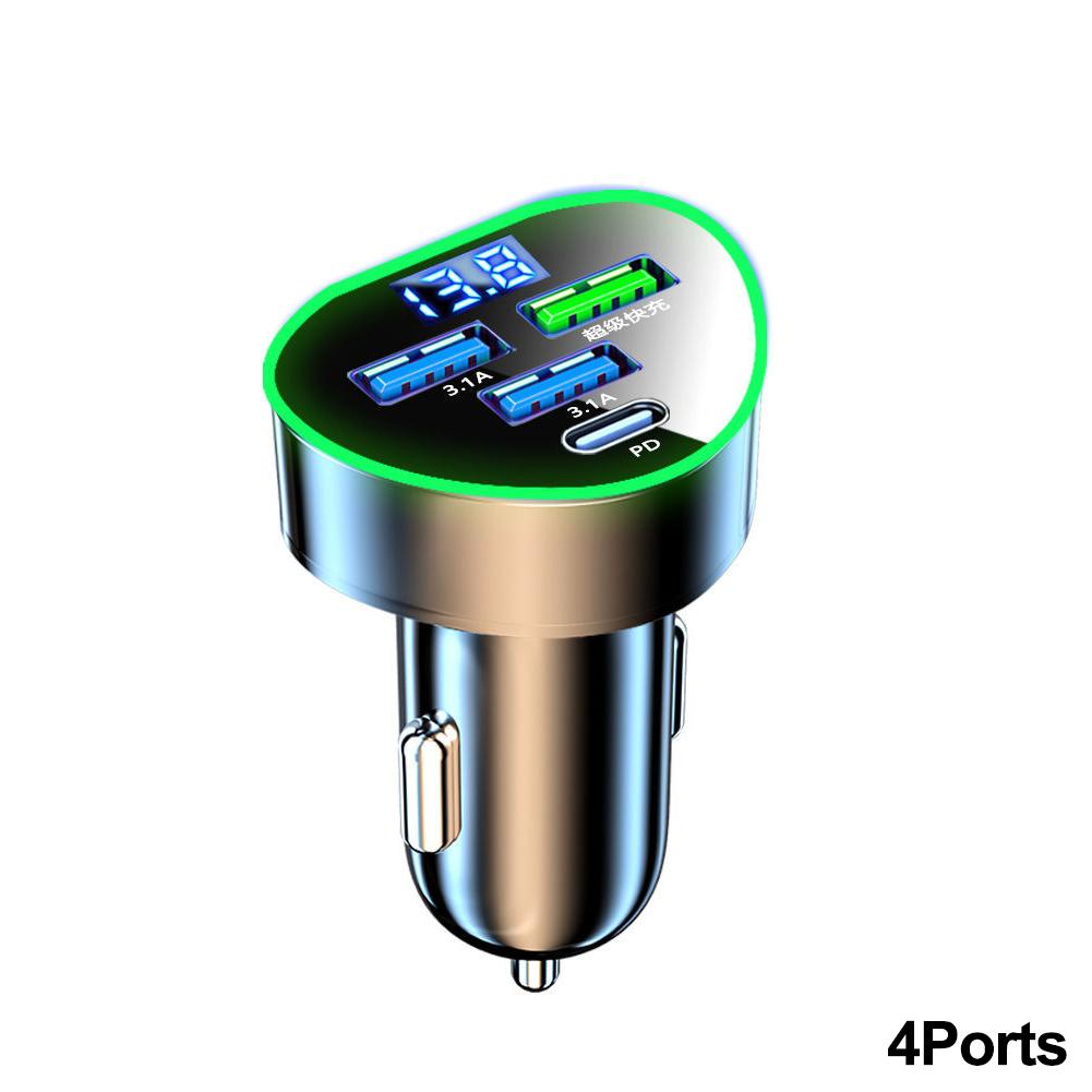Car Heart-shaped Charger USB Type C Super Fast Charging In Car with LED Voltage Monitor for Smart Phones