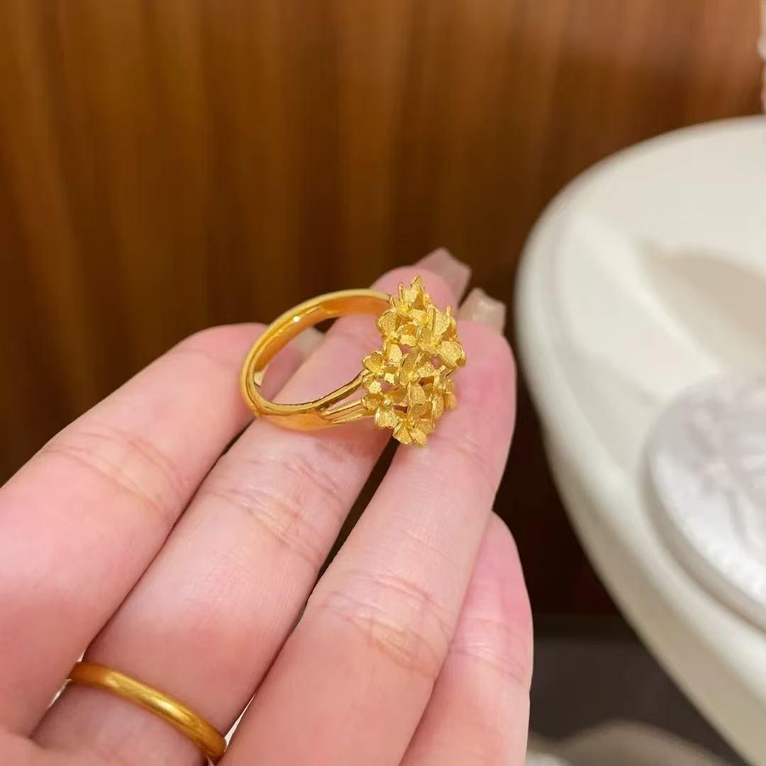 Women s Chinese Retro Golden Flower Tower Wreath Ring