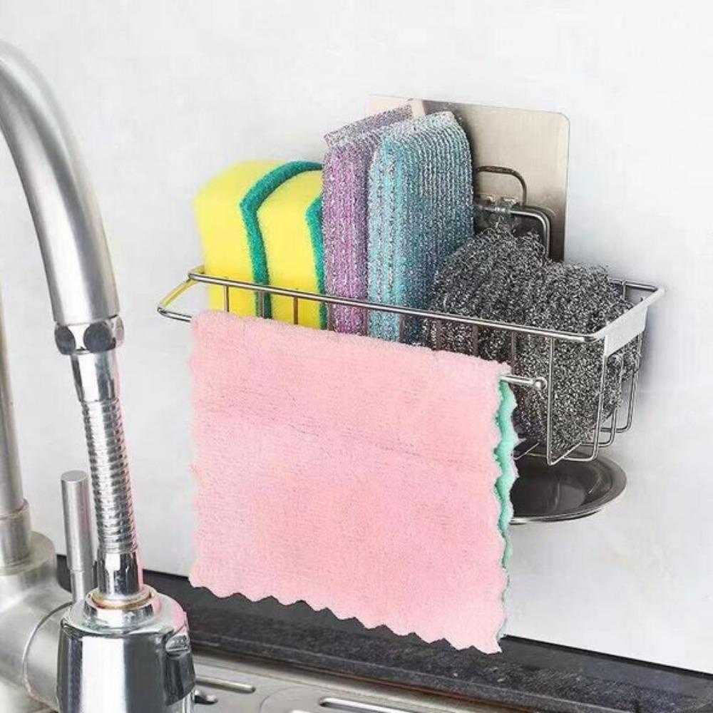 

Stainless Steel Tidy Kitchen Sink Not Easy To Rust Stainless Steel Sponge Holder Hanging Basket