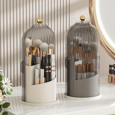 Organizzatore per cosmetici da tavolo girevole a 360°, porta pennelli per il trucco, porta rossetto, porta matita per sopracciglia, scatola porta ombretti