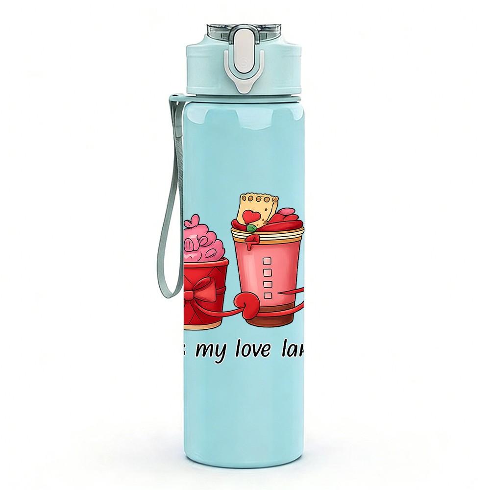 1PC Colorful Iced Coffee Cups 750ml Color Plastic Sports Water Bottle Leakproof Flip Straw Lid Suitable for Sports Office Home Use