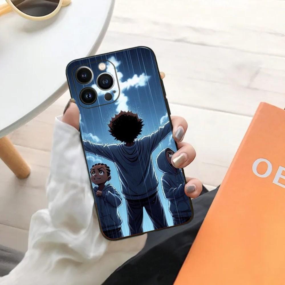 Cartoon The B-Boondocks Phone Case For iPhone 15,14,13,12,11,Plus,Pro Max,XS,X,XR,SE,Mini,8,7 Soft Silicone Black Cover