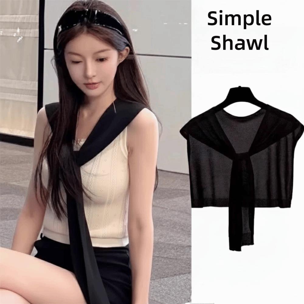 Knot Design Knitted Shawl Thin Knit Cape Fashion Air Conditioning Scarf Women Girls