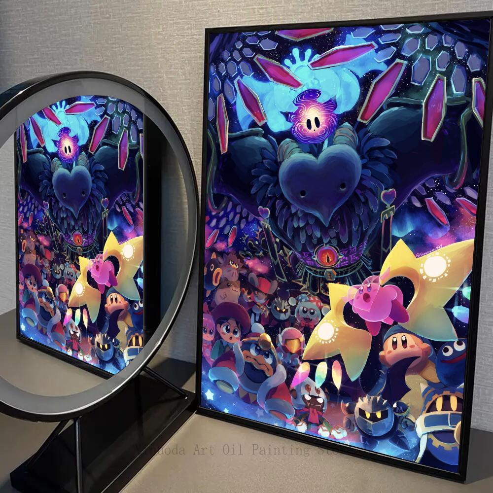 1 buc Poster Kirby Autocolante Poster Artă Picturi Murale de Perete Decor Decor Sală de Jocuri Cadouri Kawaii Pictură HD Pisică Mașini