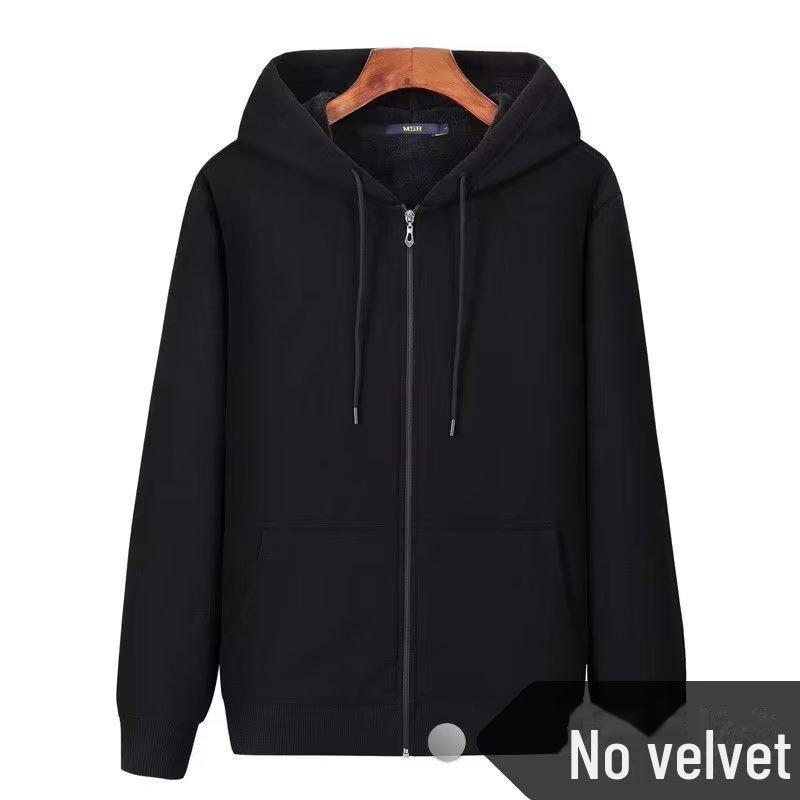 

Мужской бархатный кардиган с капюшоном - осенний повседневный однотонный свитер L (90-115 Jin)