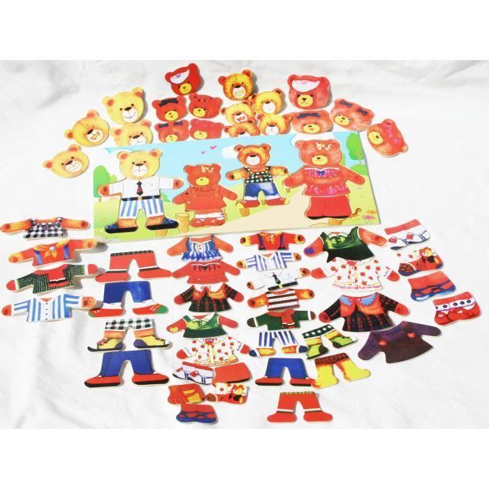 Toys of wood oxford puzzle en bois famille ours