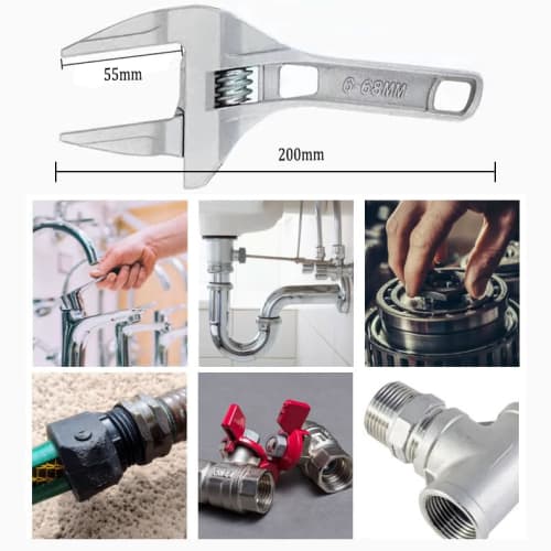 Wide Adjustable Wrench, Vertical Type, Faucet Wrench, Large Opening, Top Wide Adjustable Wrench, Adjustable Range (6-68mm), Slim and Lightweight, for