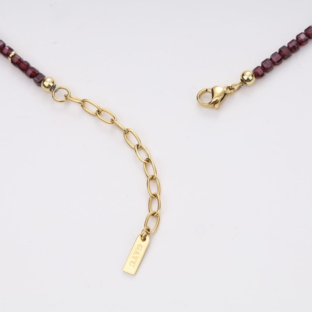 [GAVU] [Garb] 3mm Garnet Cubic Zirconia Power Stone Necklace for Women