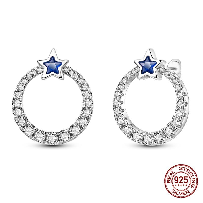 100% 925 Sterling Silver Simple Star And Moon Series Women'S Earrings Suitable For Daily Wear Anniversary Gift