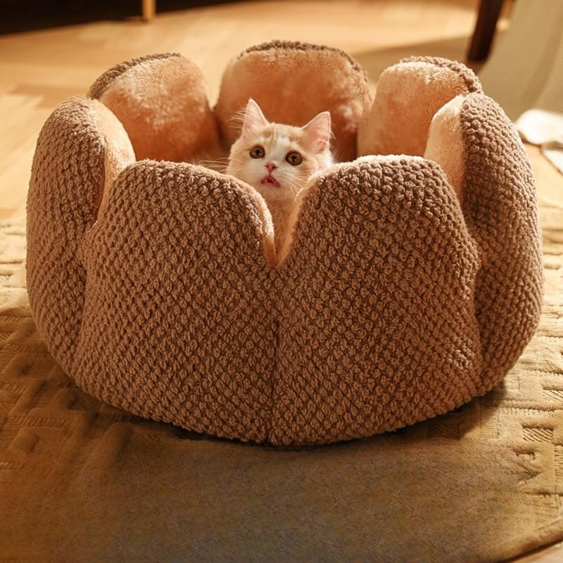 

Новое гнездо для домашних животных в форме лепестка кактуса, большое пространство, мягкий теплый коврик для сна для кошек и собак S