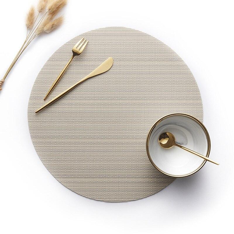 4Pcs Non-Slip Round PVC Placemats Heat Insulation Mat Western Nordic Style Dinner Mats Table Mat for Home Hotel Restaurant Decor