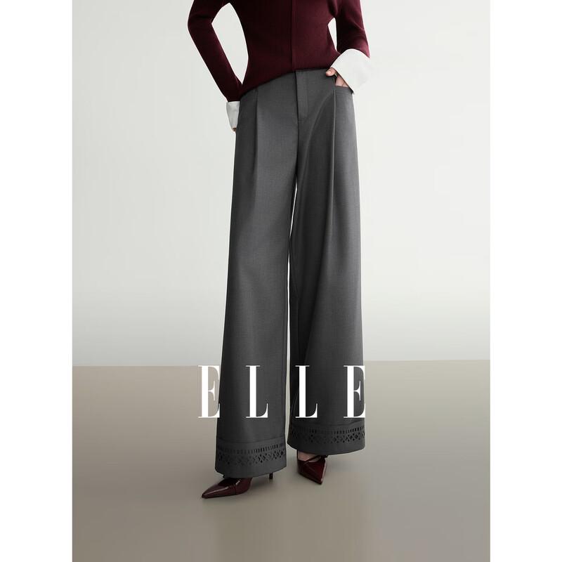 ELLE Women s Hollow-Out Wide-Leg Casual Pants L