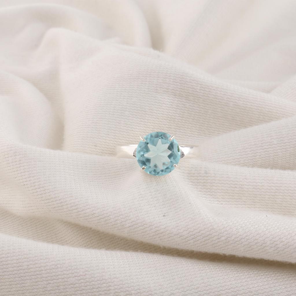 Sky Blue Topaz Gemstone 925 Sterling Silver Statement Designer Jewelry Ring For Engagement RR-72-10