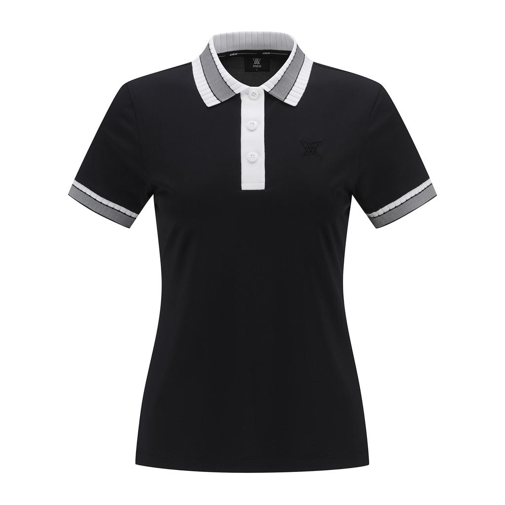 ANEW GOLF Women Collar Color Block Short T-Shirt_Bk