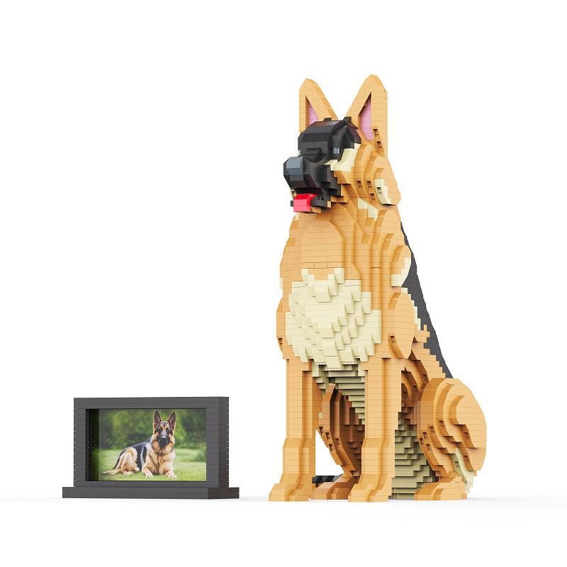 German Shepherd Dog Micro Building Blocks Toy - Simulation Animal Ornament Gift for Kids