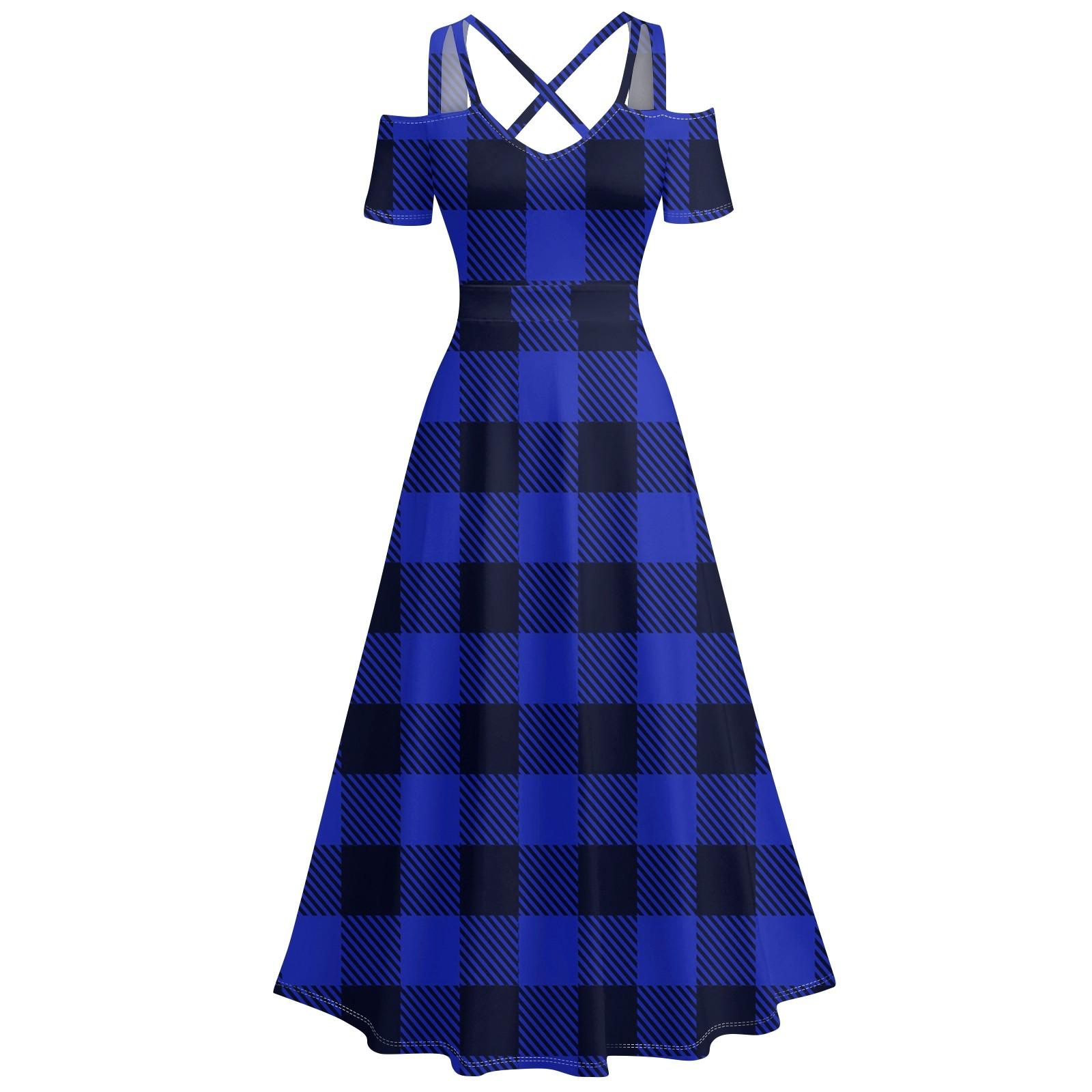 

Женское повседневное и модное платье с принтом, сексуальное, на подтяжках, ретро, большое платье-качели S синий