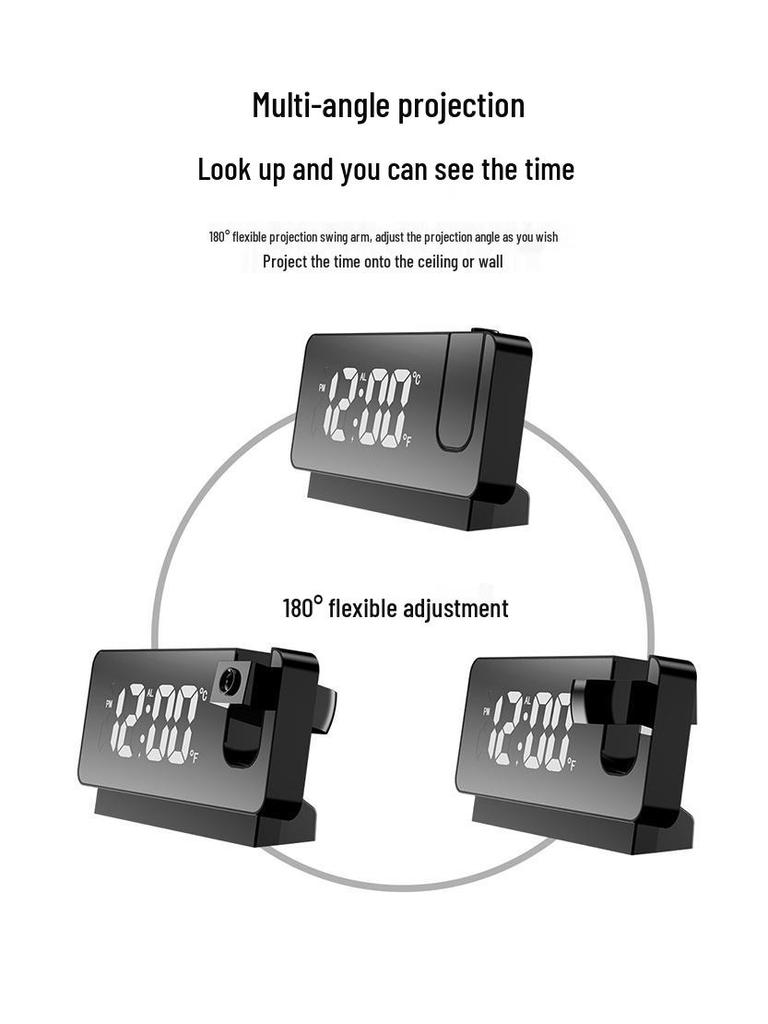 Multifunctional LED Projection Alarm Clock with Large Screen