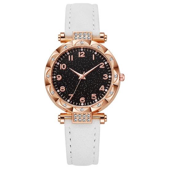 Quarz-Armbanduhr für Damen Leuchtend Kompakt Elegante Arabische Ziffern Uhr Einfache Nachtablesung Strasssteine Uhr für Studenten Büro Party Geschenke
