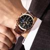 Poedagar 829 Luxury Men Watch Chronograph Quartz Movement Leather Band Waterproof Luminous Business Casual Wristwatch