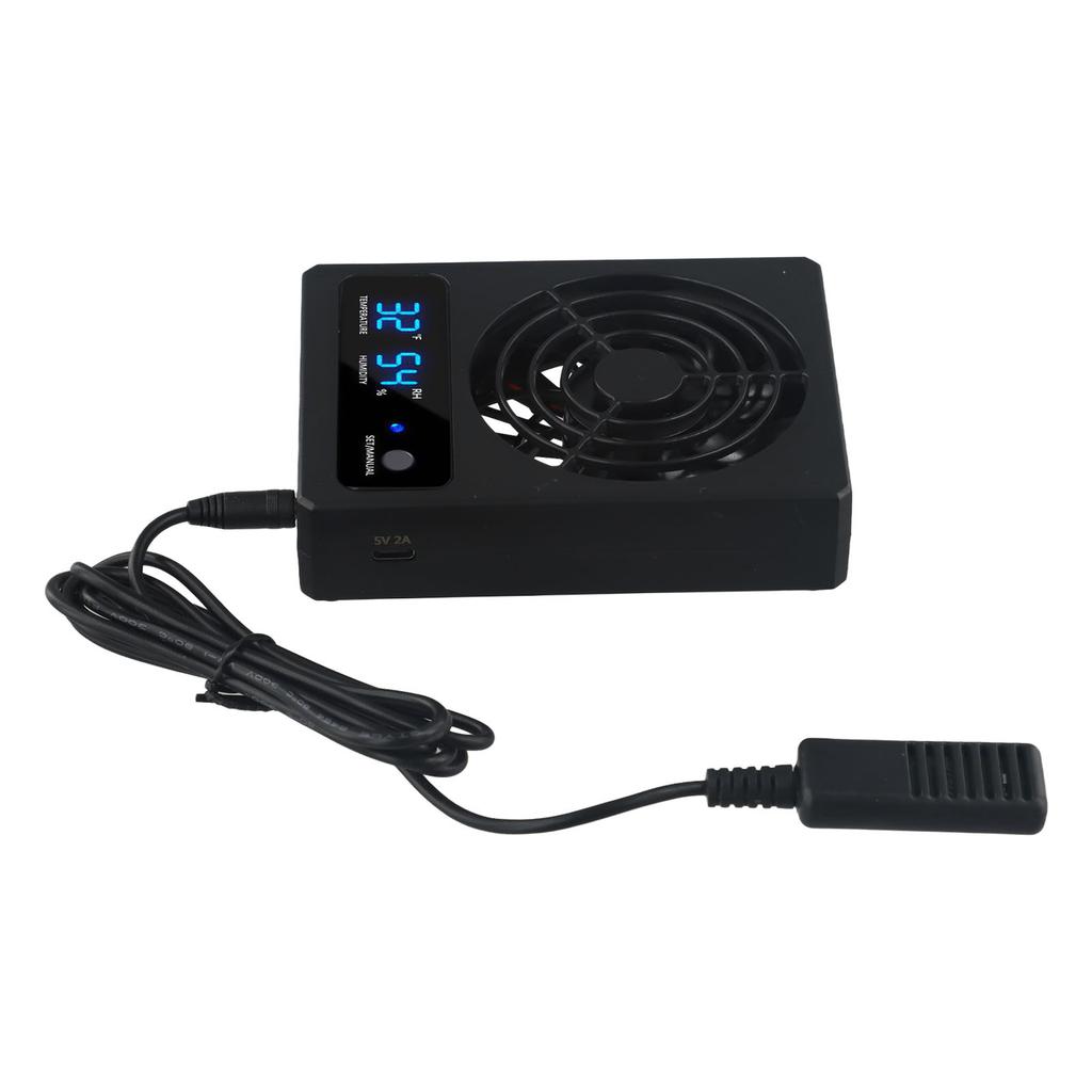 For Reptile Enclosure Temperature Control Fan 2700RPM 28dB 4.41*3.32*0.98in Black Calm Cool PP With LED Display