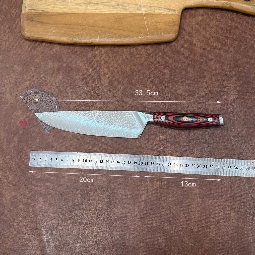 8 Inch Chef Knife 67-layers Damascus Steel 9Cr18CoMoV Blade Cleaver Sashimi Meat Slicing Vegetables Kitchen Knife G10 Handle