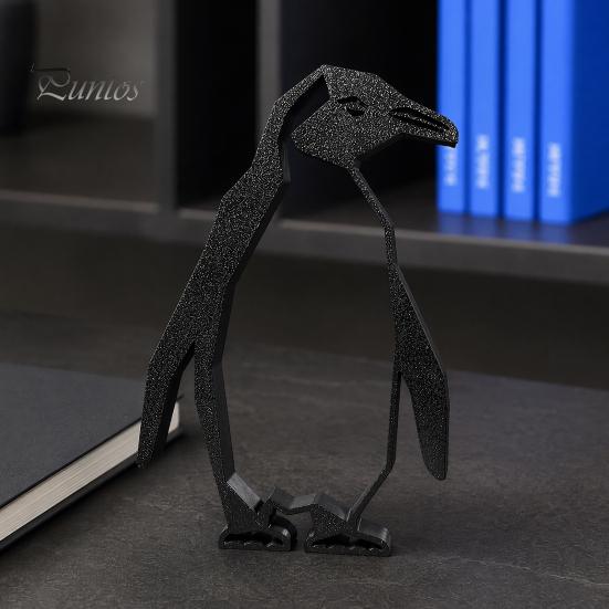 Modern Penguin Decor Geometric Figurine, Black Hollow Design Ornament, 3D Printed Home Abstract Art Statue for Office Desktop Decoration Stylish