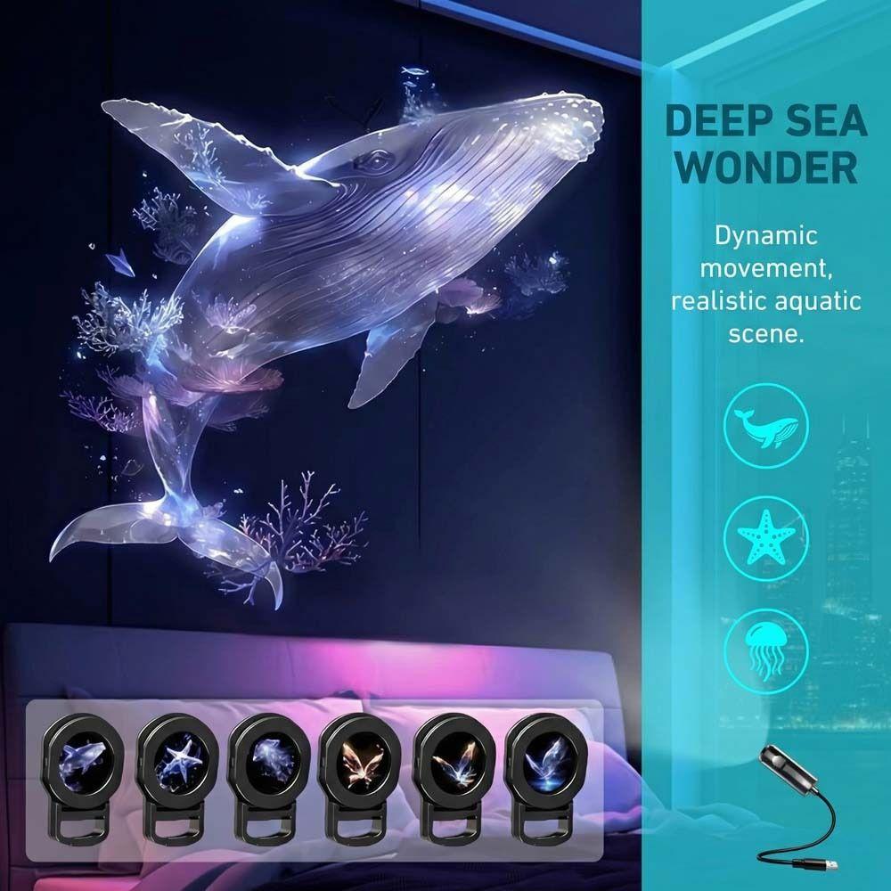 Whale LED USB Projector Light Portable Design Marine Projection Lamp  Bedroom Decor