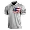 Men’s Casual Polo Shirt Short Sleeve with Flag Print Turn Down Collar Classic Fit for Everyday Wear Outdoor Activities