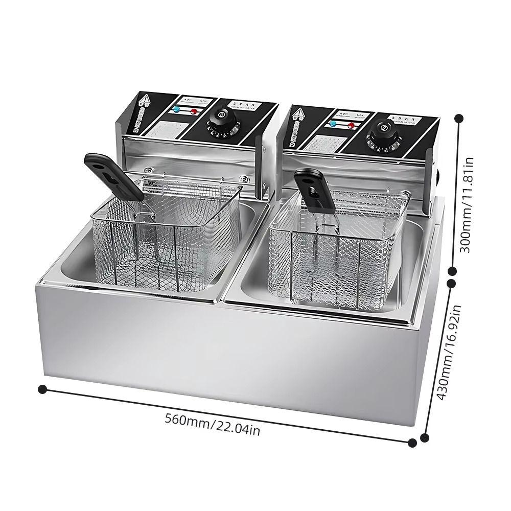 6L Electric Deep Fryer 1200W Automatic Power-off Stainless Steel Electric Fryer 2 - 3 People 3D Surround Heating Air Fryer