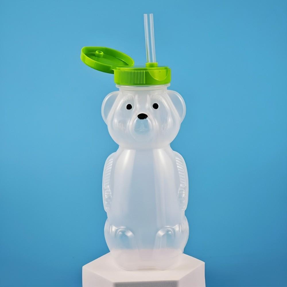 With Flexible Straws Honey Bear Straw Cup Cartoon Spill Proof Cup Leak Resistant Cup  For Babies
