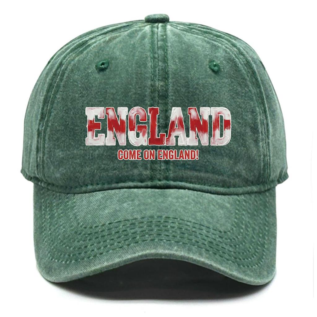 """ENGLAND""" """AUF GEHT'S ENGLAND""" Flaggenbedruckte Baseballkappe, Verstellbarer Sonnenhut, Retro, Unelastisch, Einfarbige, Gebogene Kante, Sportkappe