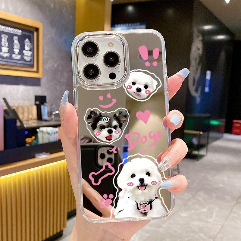 Processing and production of cute dog splicing Apple 15/16promax summer mobile phone case for girls with high value